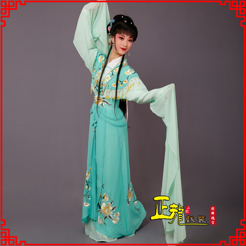 岑巩青衣水袖戏服演出服 云肩花旦衣